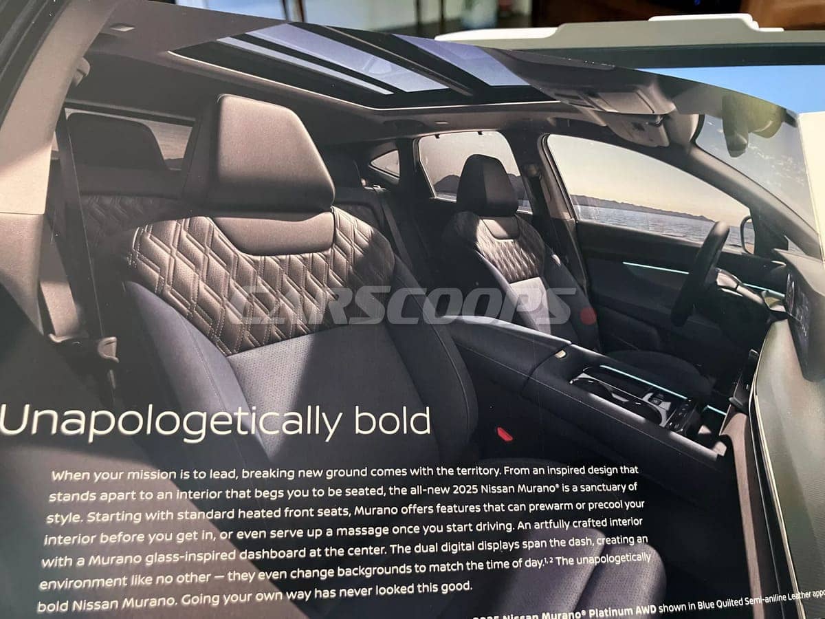 Nissan Murano 2025: Filtraciones Revelan Diseño Inspirado en Ariya 5 Asientos del Nissan Murano 2025