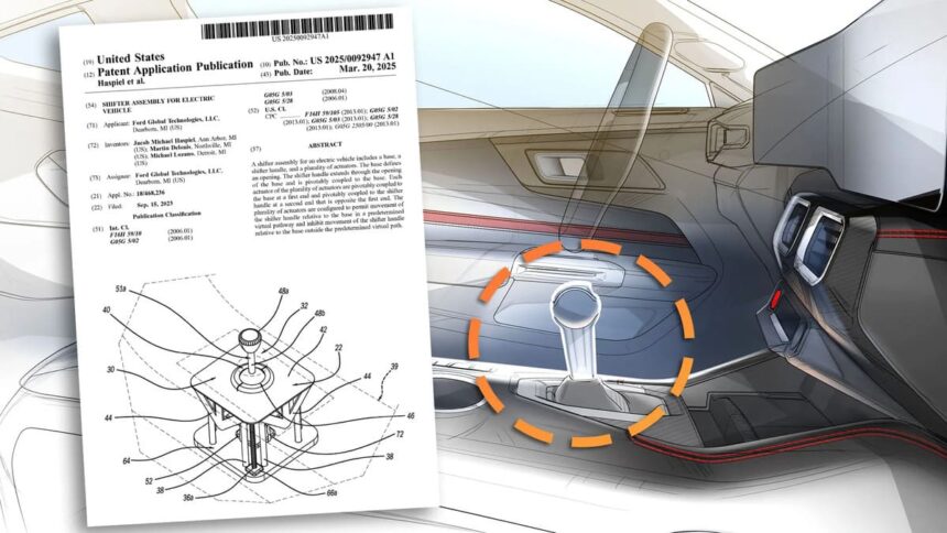 Ford registra una palanca de cambios manual simulada para coches eléctricos con retroalimentación háptica.