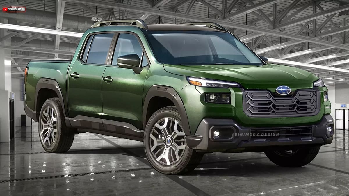 ¿El nuevo Subaru Outback 2026 se ve mejor como pickup Baja que como SUV? 2 Subaru Baja 2026 verde