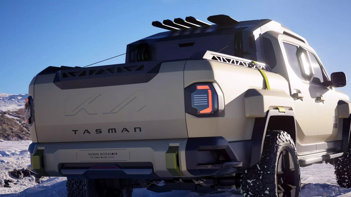 Kia Tasman: El Pickup Que Nadie Esperaba También Híbrida Sorprenderá a Todos 5 Kia Tasman Weekender Híbrida por detrás